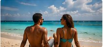 Couple enjoying a Jamaican beach