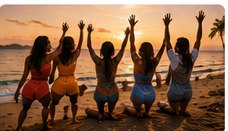 Friends on a Jamaica beach