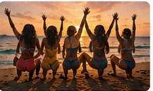 Friends on a Jamaica beach