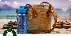 Beach bag and water bottle