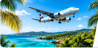 Flight arriving in Jamaica