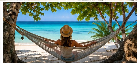 Relaxing in a hammock on a Jamaica beach
