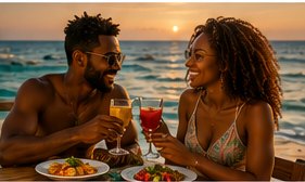Couple enjoying dinner in Jamaica