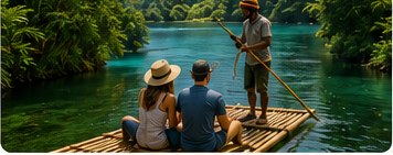 Blue Lagoon and rafting near Port Antonio