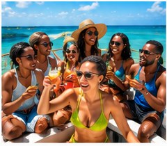 Friends celebrating a birthday in Jamaica