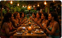Girls group dinner in Jamaica