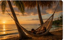 Romantic hammock at sunset