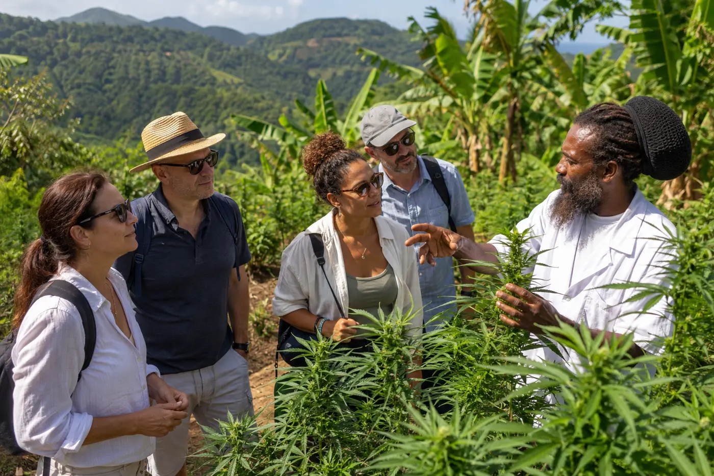 Guided Jamaican hillside cannabis farm tour