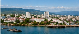 Kingston Jamaica waterfront and skyline