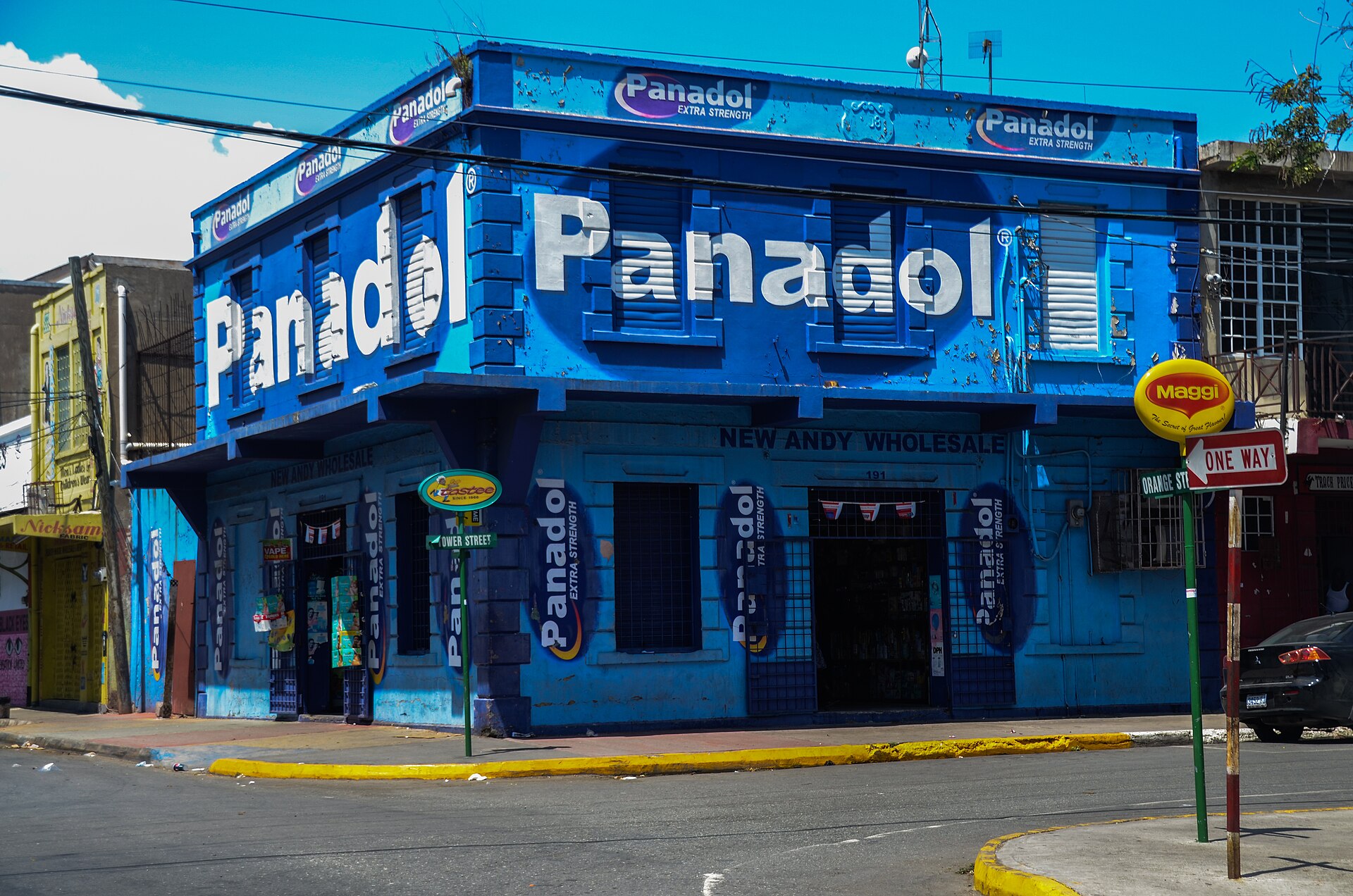 Colorful painted building in downtown Kingston
