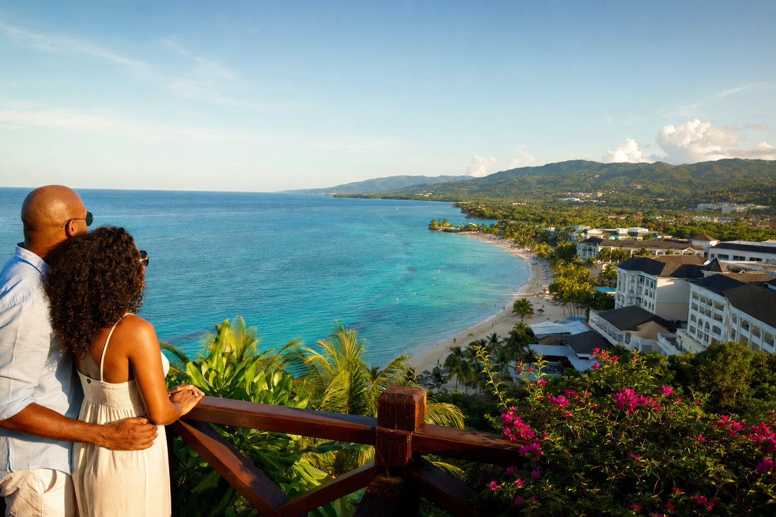 Couple enjoying a coastal view in Montego Bay