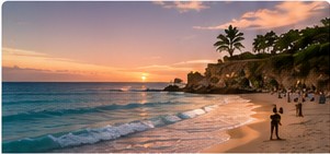 Negril beach at sunset