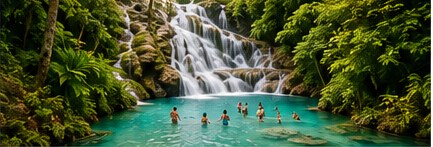 Waterfall and tropical nature near Ocho Rios