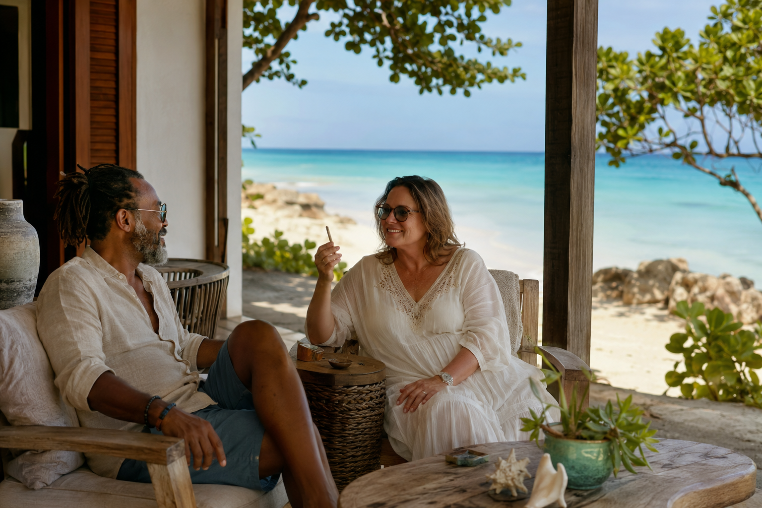 Adult visitors in a private ganja-friendly Jamaican accommodation