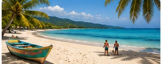Quiet beach on Jamaica south coast