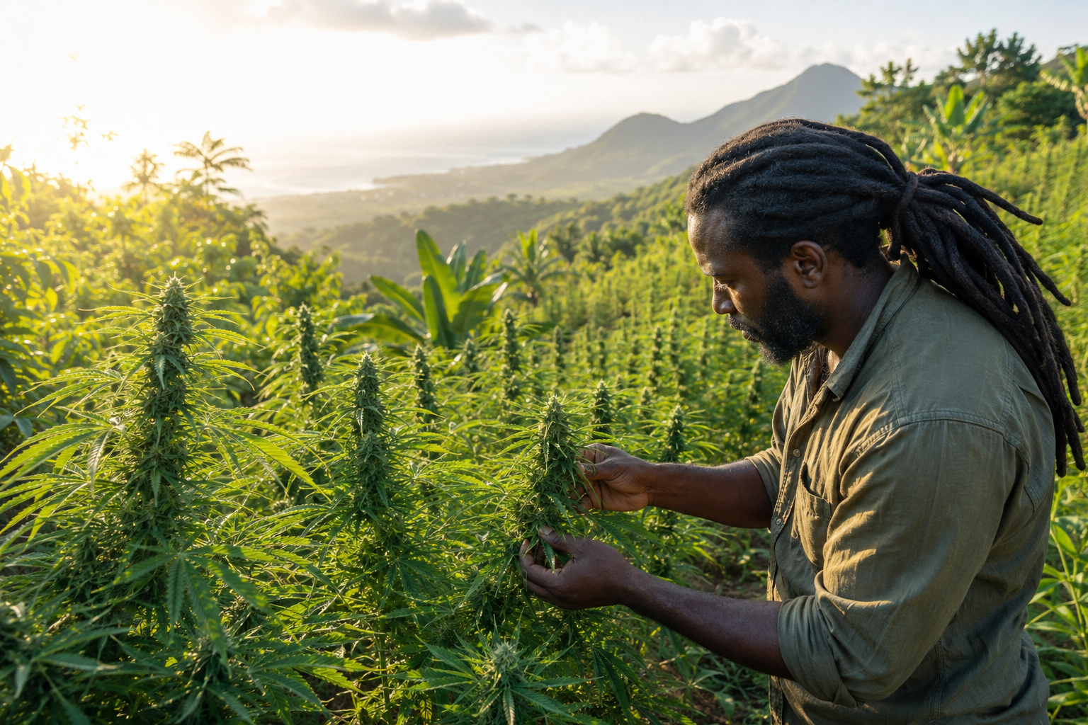 Outdoor cannabis cultivation in Jamaica